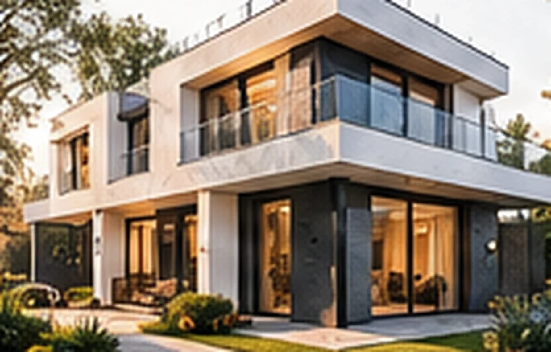 Exemple illustratif de maison contemporaine et de projet de construction